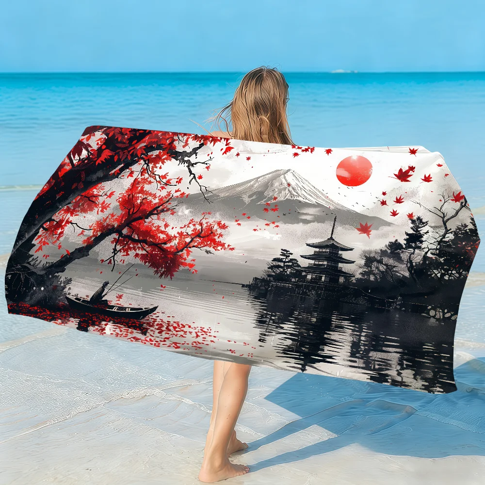 Mount Fuji Towel Soft Lightweight Anti-Sand Large Beach Towel Quick-Drying Bath Sports Family
