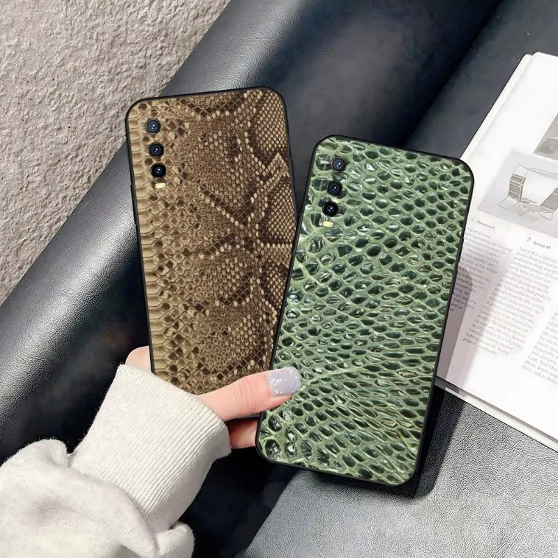 Leather Snake Scales Phone Case For Huawei Y 9 2020 2017 II 5 2018 2019 5 P 6 Prime Pro Nova 6-4g2019 7 A 3 S Nova 9SE