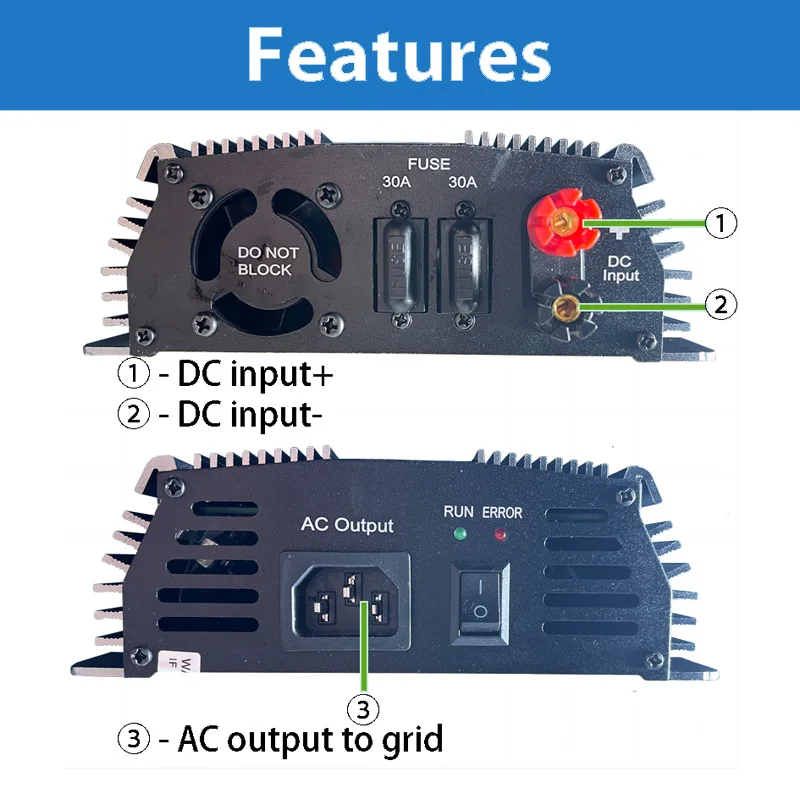 Imagem -02 - Inversor de Energia Solar Grid Tie 500w 12v Entrada 24v Tensão dc para Casa 220v 110v Países Diferentes Padrão Padrão no