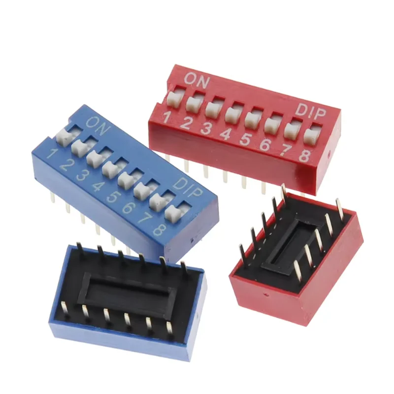 10PCS Red, Quick Switch Spacing 2.54MM DIP Dial The Code Switch 1 2 3 4 5 6 7 8 9 10 12 PIN Blue Toggle Switch