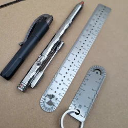 EDC Titanium Alloy Ultralight Metric Ruler Measurement Drawing Ruler Math Outdoor Portable Multi-functional Tools