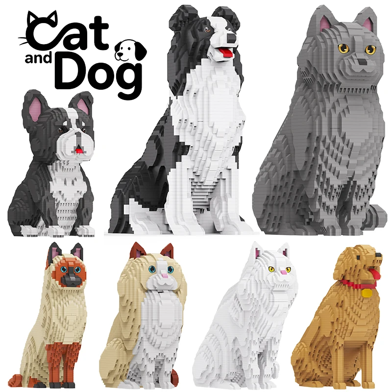 

2025 New Pet Dog Cat Building Blocks Animal Model French Bulldog Mini Assemble Bricks Educational Toys Gifts For Kids Boy Adult