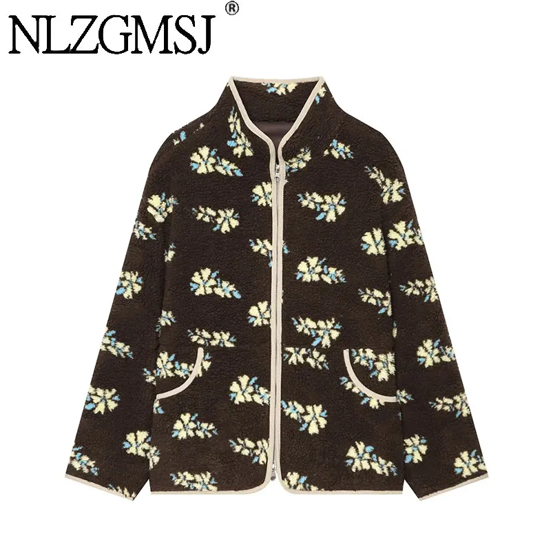NLZGMSJ 2026 Autumn Winter Women Lamb Wool Coats Jackets Stand Collar Zipper Coat Thick Warm Y2k Streetwear Jacket Outerwear