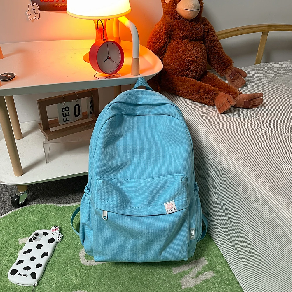 

Simple Classic Backpack Teens Girls Solid Large Capacity Book Bag