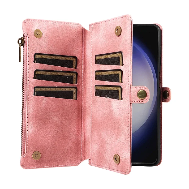 Flip Zipper Wallet Cards Solt Leather Case dla Samsung Galaxy S25 Ultra S24 Plus S23 S22 A55 A15 A35 A34 A54 Pokrowiec na telefon — zdjęcie produktu 6