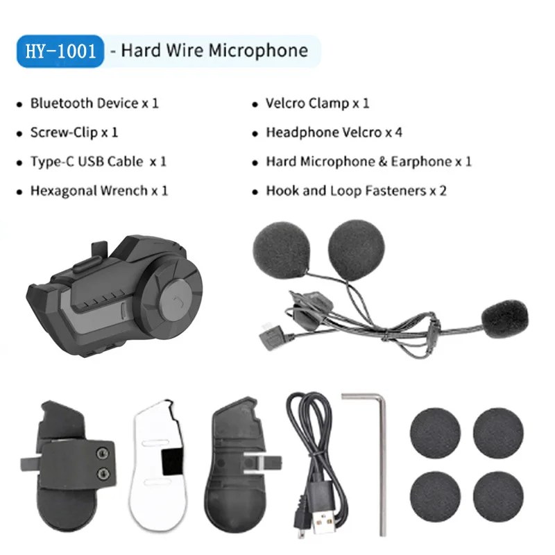 Outdoor Cycling Bluetooth Intercom Headphones for 2People 800m Intercom Qualcomm Solution with Music Sharing Third-party Support