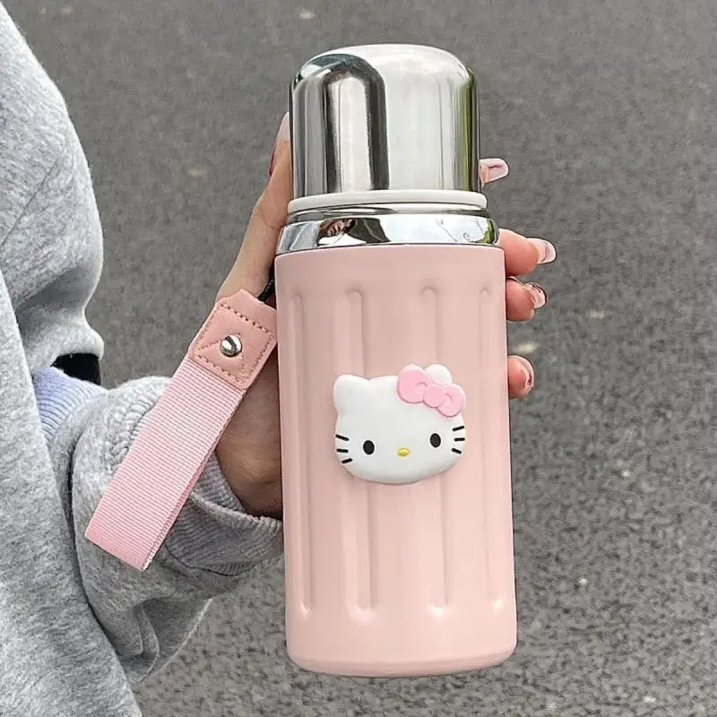 600Ml sanrio Kawaii Sus 316 열 컵 헬로 키티 만화 대용량 소녀 열 플라스크 Kuromi 귀여운 패션 워터 컵 New