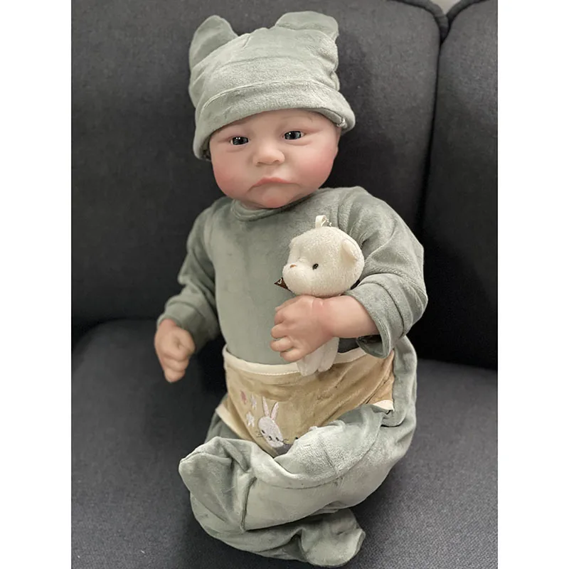 18inch Already Finished Reborn Baby Doll Awake Levi Lifelike Soft Touch Newborn Baby 3D Skin with Visible Veins Muñecas Bebes