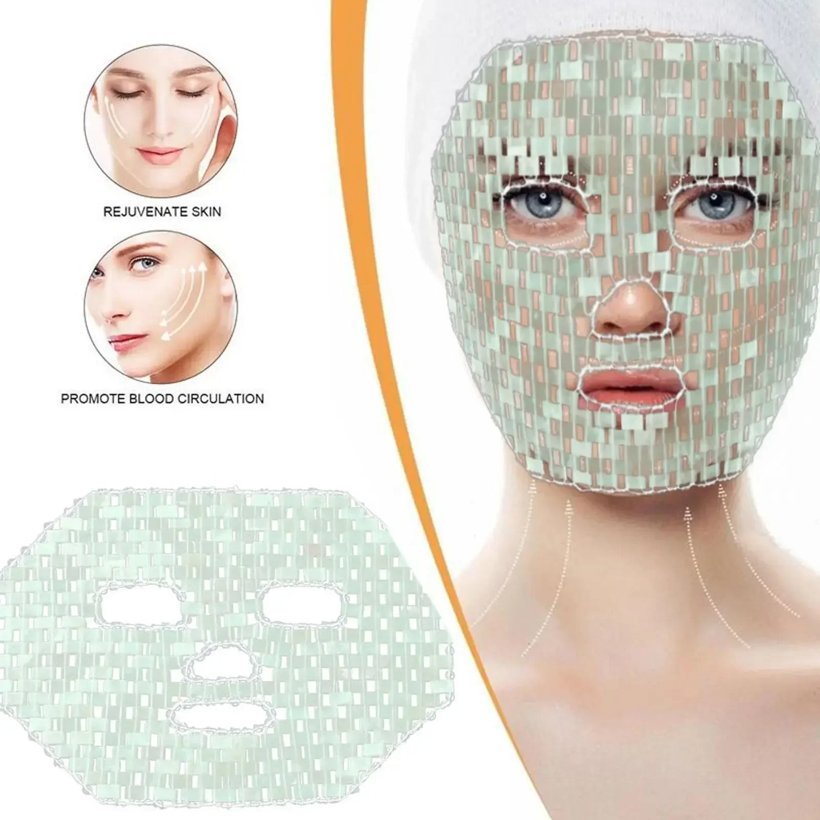 Pedras de jade naturais máscara anti-envelhecimento dor facial terapia calmante dormir relaxar máscaras rosto cuidados com a pele massagem resfriamento spa ferramenta de beleza máscara rejuvenescer a pele