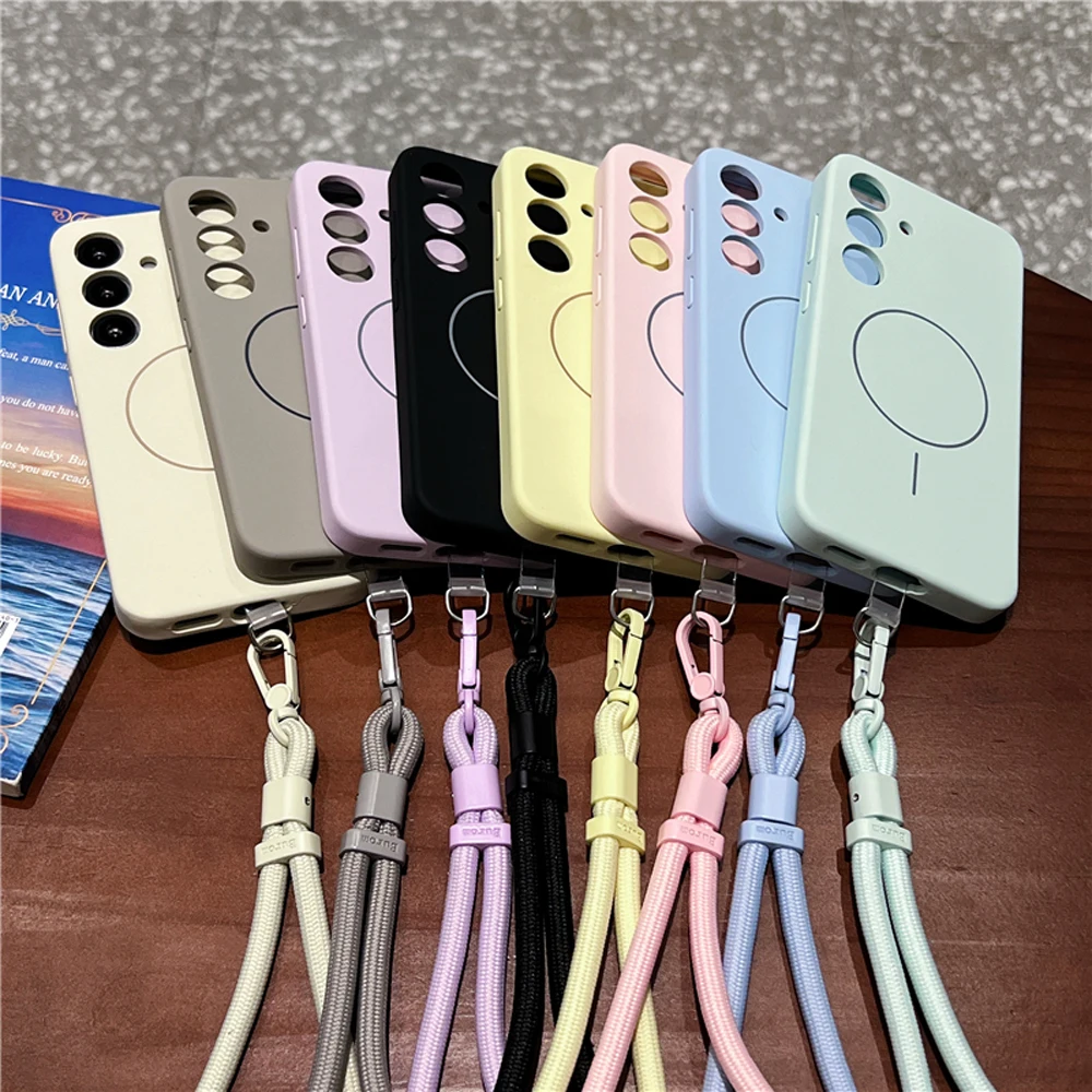 Magsafe Magnetic Case For Samsung Galaxy S25 Ultra Plus Liquid Silicone With Camera Protection Shockproof Cover Funda