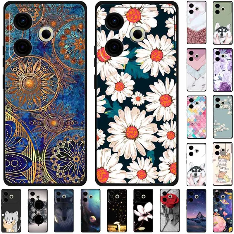 For Tecno Pova 6 Neo Case Silicone Soft Flower Space Fashion Cover For Tecno Phantom X2 Pro Cases Landscape Paint Covers Cute