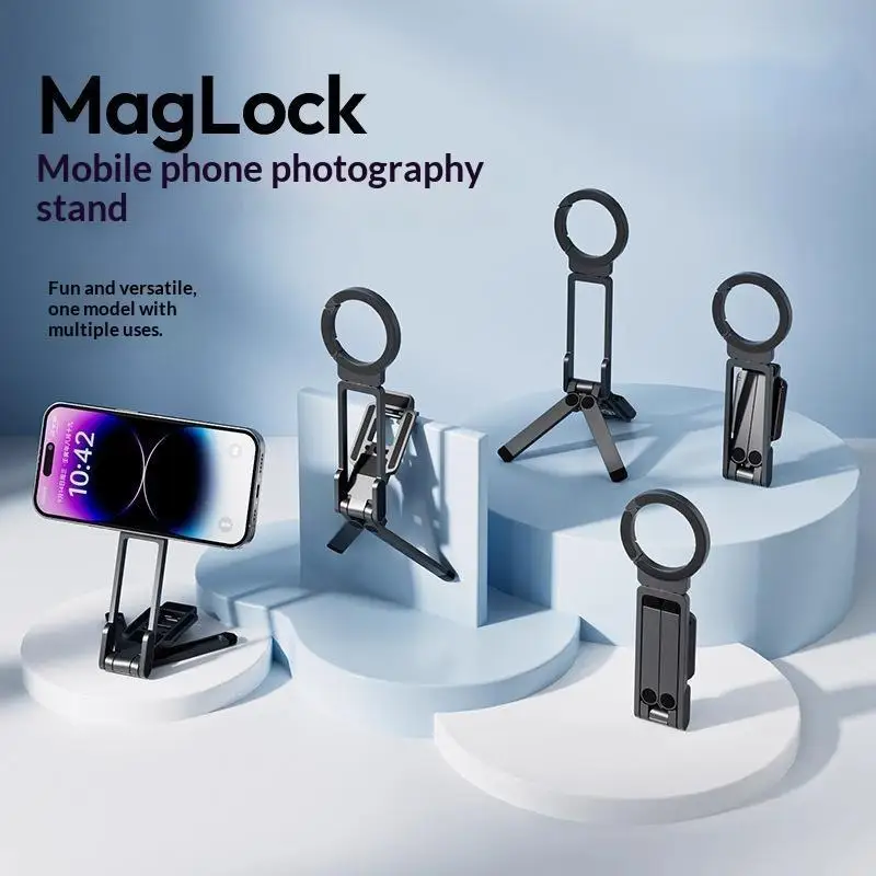 ~Portable Magnetic Phone Holder & Selfie Stick 3-in-1 Foldable Tripod Stand for   Tablet Laptop Desktop Use