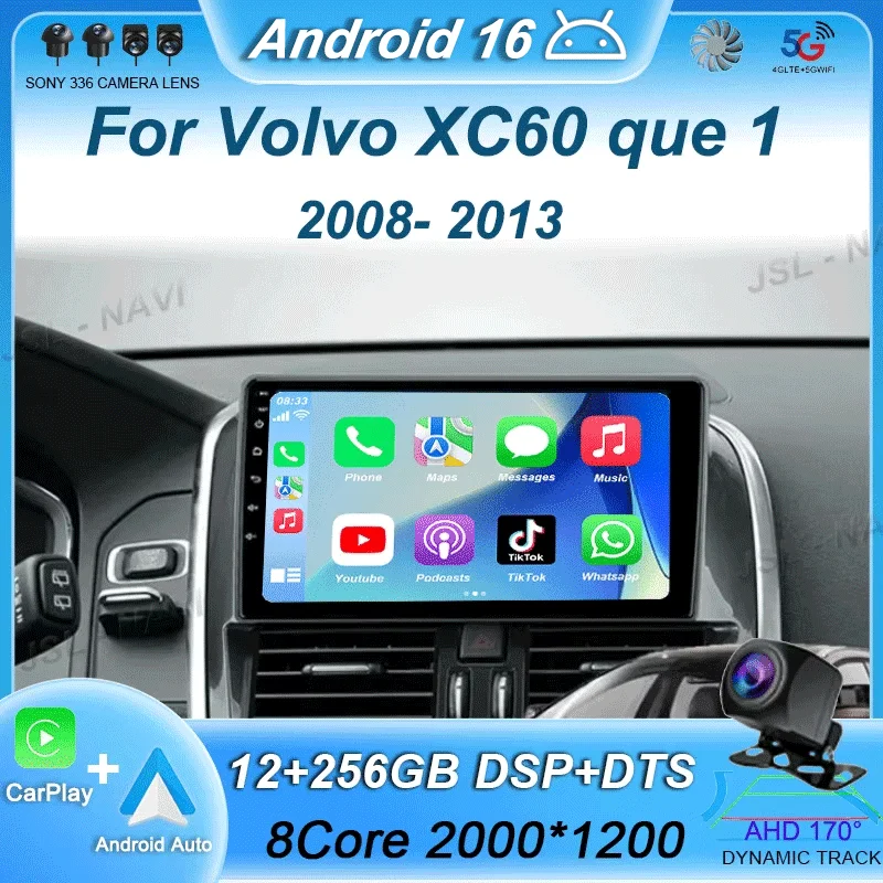 

Android 16 Multimedia Player Car Radio For Volvo XC60 que 1 2008 2009 2010 2012 2013 4G GPS BT Carplay 2din DVD autoStereo