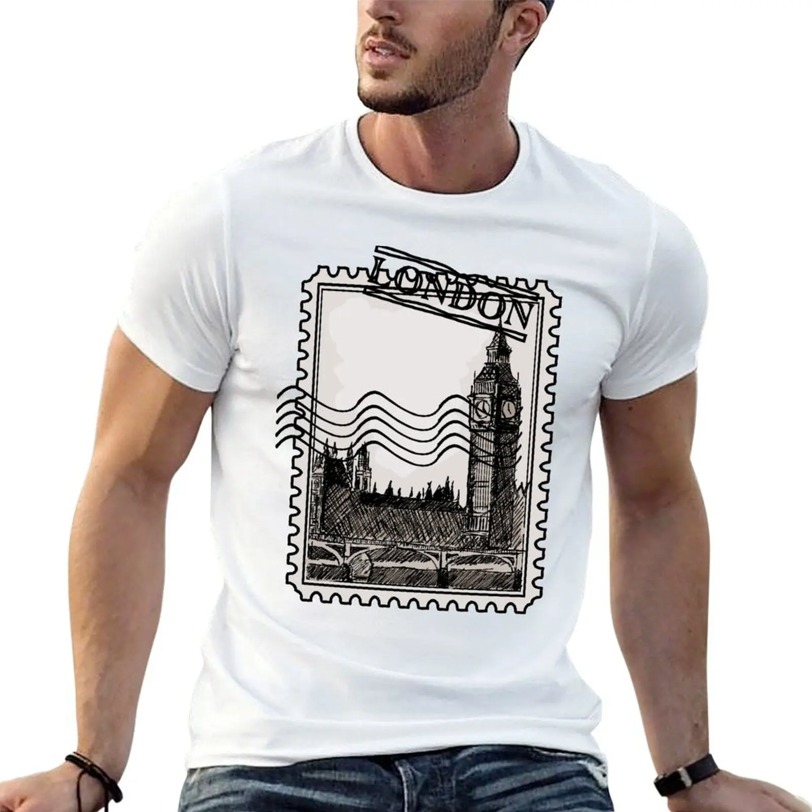 

London Post Stamp T-Shirt t shirts for man cotton funny t shirt custom print cotton t shirt man T-Shirt