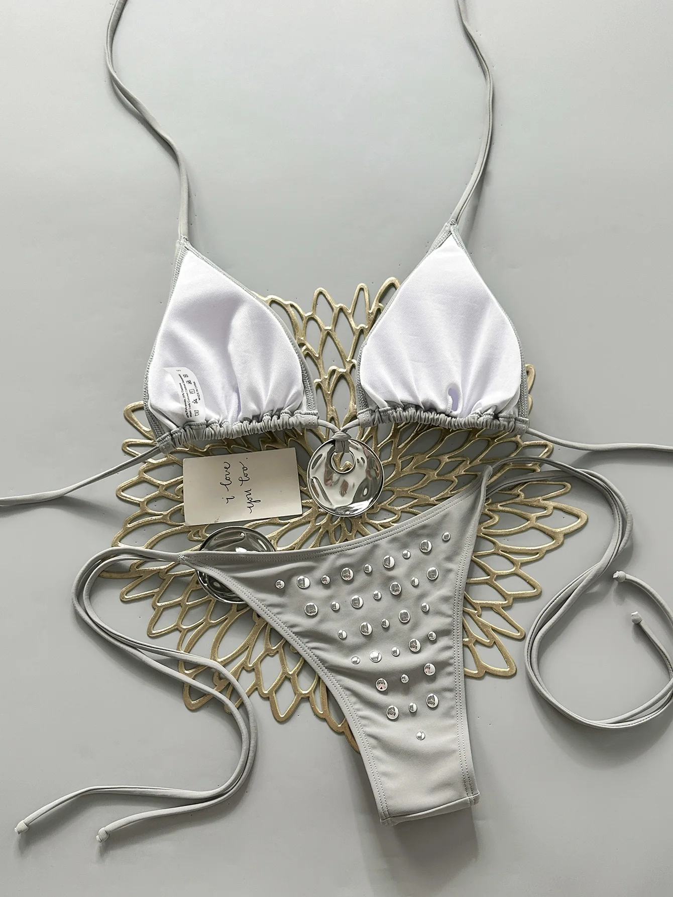 2026 Shiny Sequin Bikini Women Swimwear Female Swimsuit Two-pieces Bikini Set Wrap Around Halter Bathing Suit Swim Beach Wear view 2