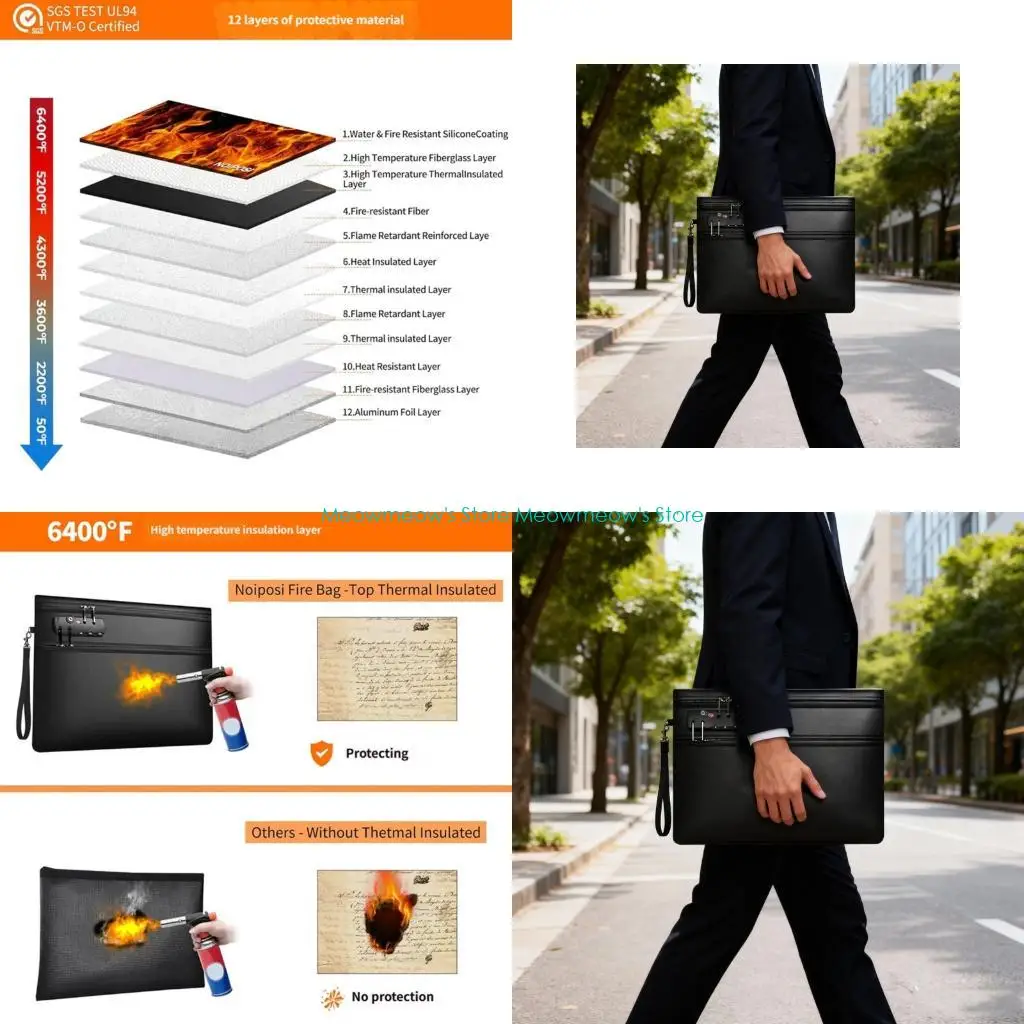 

W91A Поисковая система, одиночная негорючая сумка-защитник для виз, наличные ювелирные изделия, выделение тепла, водостойкость,