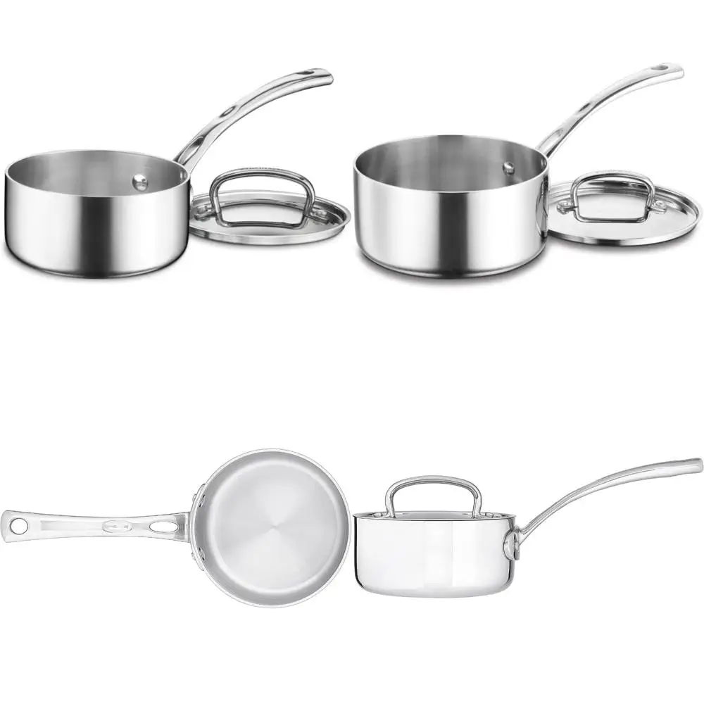 

Stainless Steel 1-Quart French Classic Tri-Ply Saucepan with Lid, Silver, Perfect for Cooking Delights