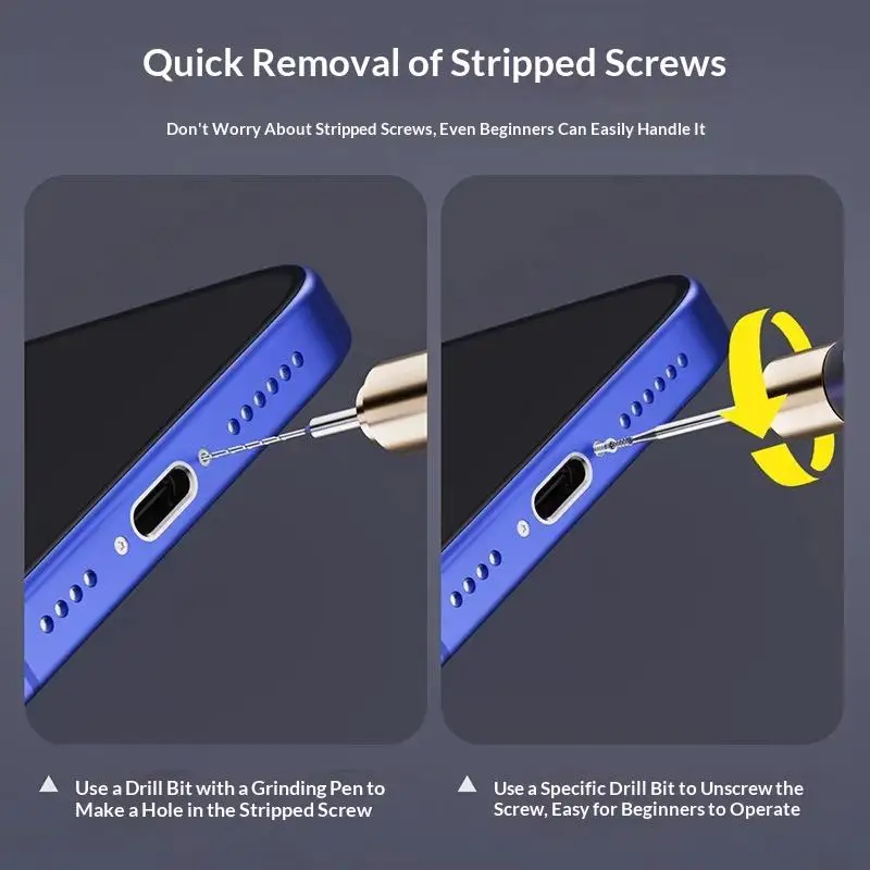 

1/2Pcs Phone Repair Tool Metal Piercing And Sliding Drill Bit Quickly Remove The Slipped Screws Without Damaging The Frame