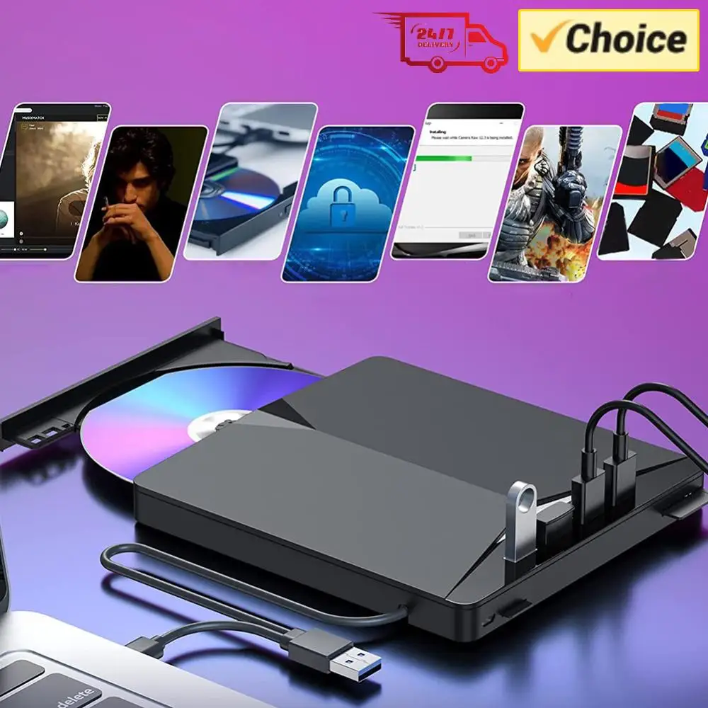 

Внешний мобильный привод USB3.0 Type-C 7-в-1, высокоскоростной, с функцией записи CD/DVD, Plug-and-Play для Windows 11/10/8/7/Linux/OS