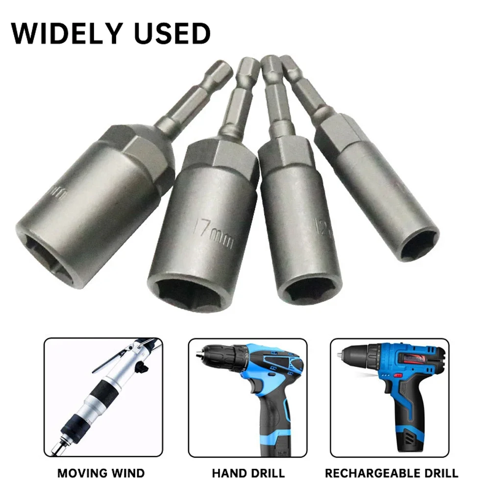 5.5-19mm 1/4\'\' Shank Hex Sleeve Nozzles Socket Wrench Screw Nut Driver Tool Set Adapter Drill Bit Screwdriver Reparing Tool