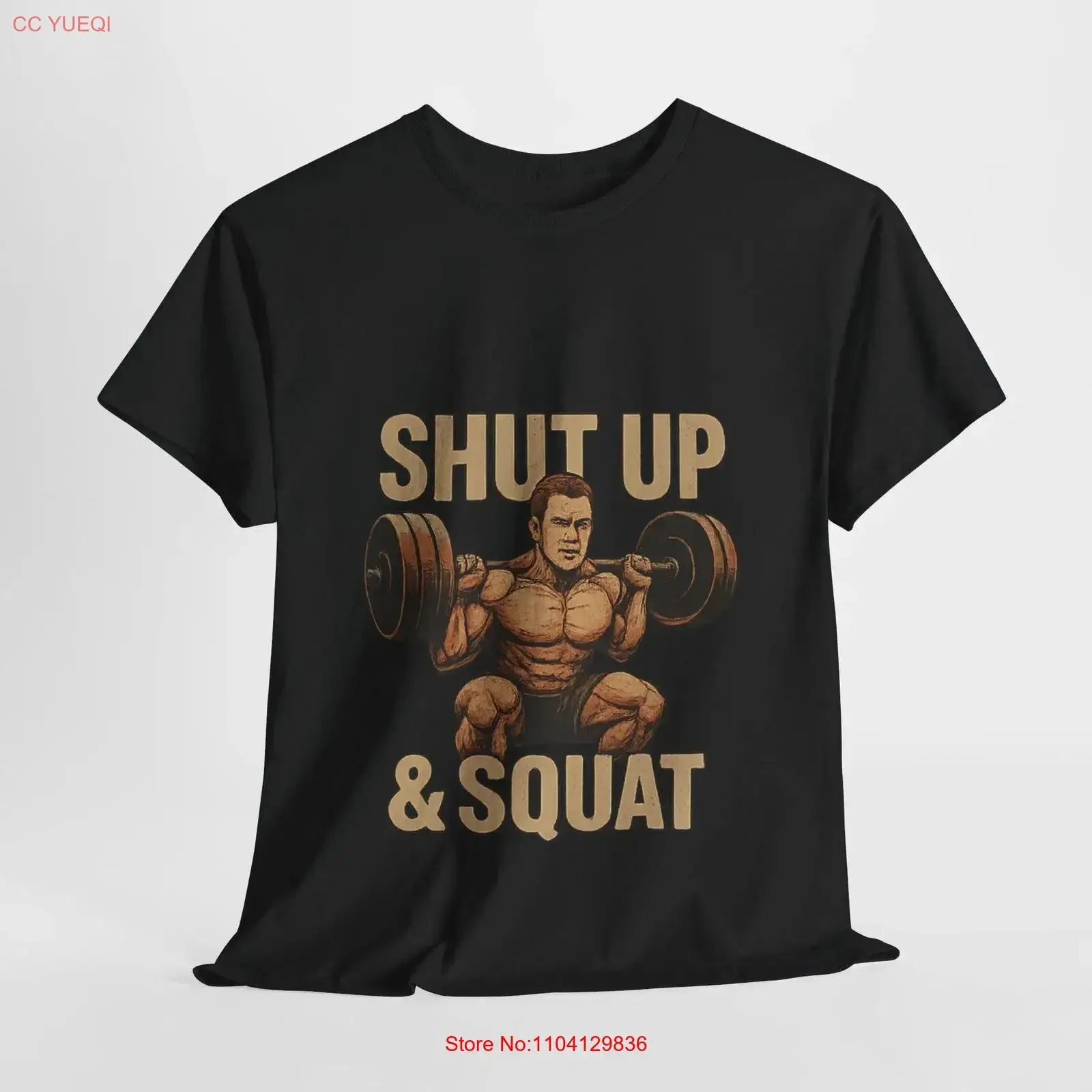 Shut Up Squat Heavy Cotton T Shirt WorkouT Gym Apparel Fitness Men's and Women's Motivational Wear vintage Washed graphic