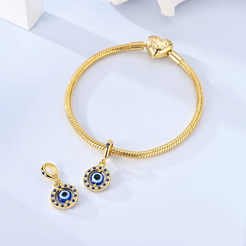 Religion Golden Eye 925 Sterling Silver Charm Pendant Fit Original Bracelet Diy Fahsion Pendnat For Woman Jewelry