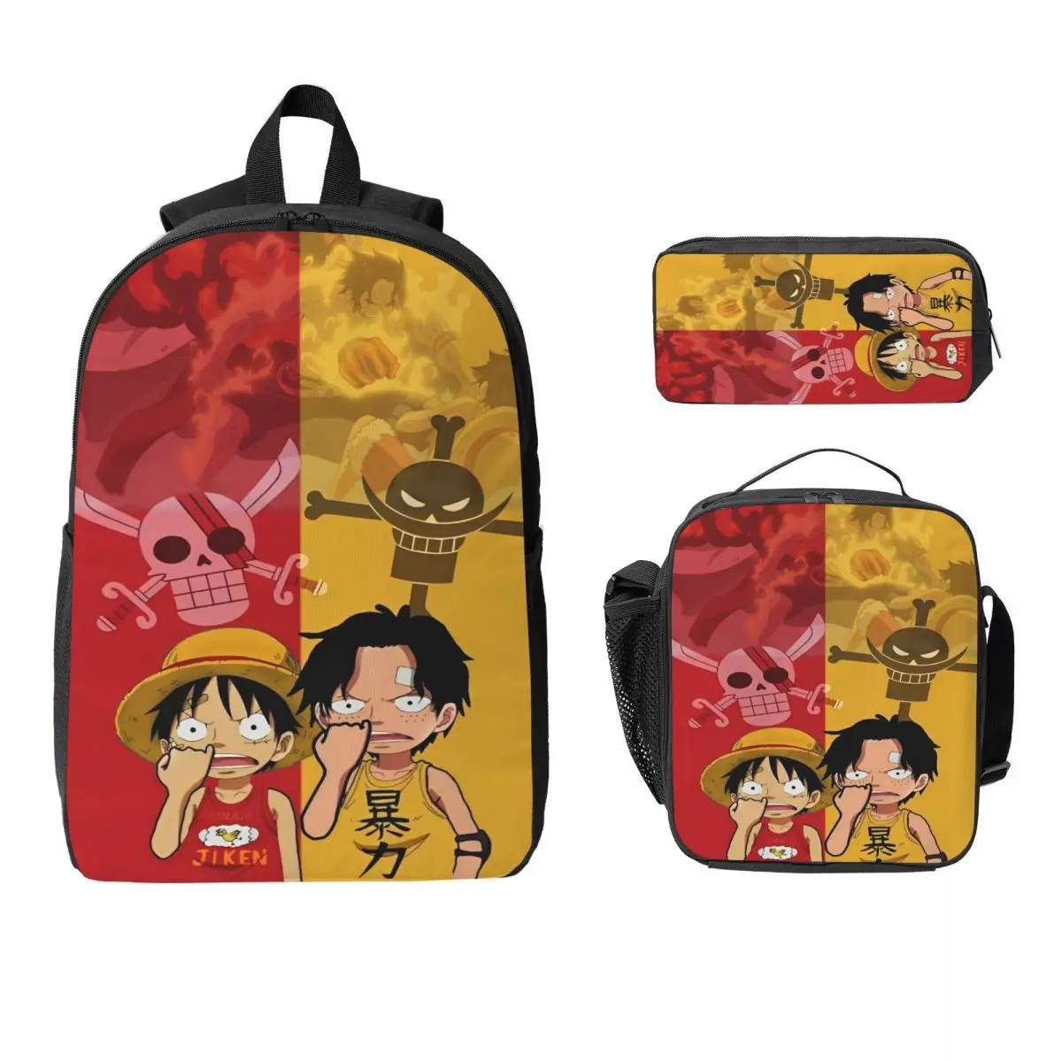 

Luffys O-one-pieces Kids Backpack Lunch Box Pen Bags for Boys Girls Preschool Backpacks Large Capacity Schoolbag Bookbag Set
