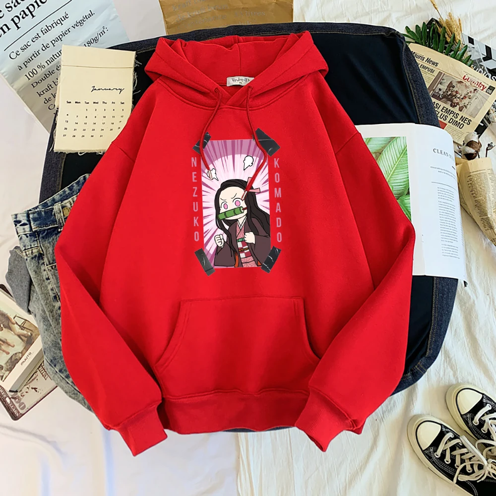 Demon Slayer Anime Kamado Nezuko Cartoons Hoody Cartoon Fashion Hoodie Cartoons Hip Hop Sweatshirt Pocket Loose Men Hoodies