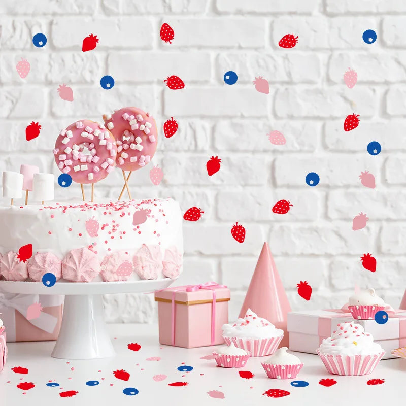 100 Stuks Fruit Thema Aardbei Bosbessen Confetti Verjaardag Babyshower Huwelijkscadeau Geven Partij Tafel Top Gooien Confetti Sup