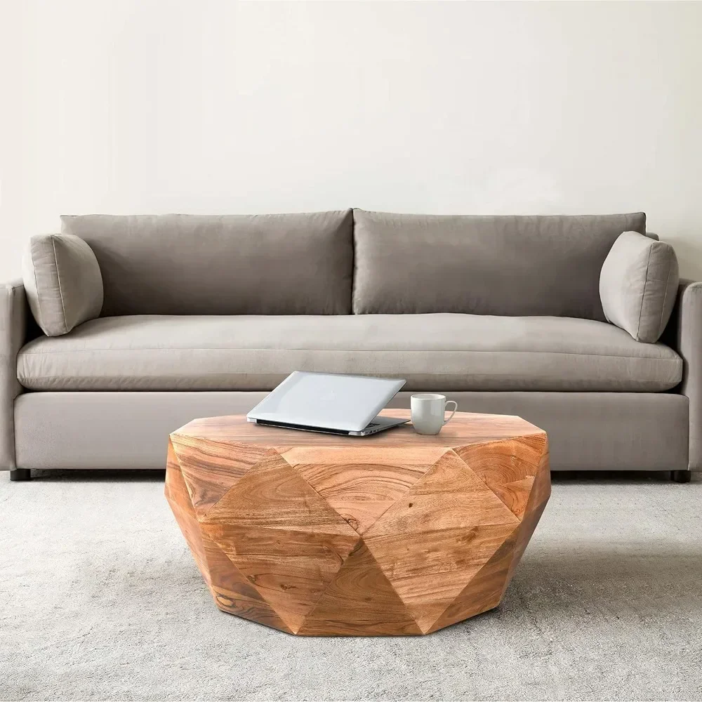 

Diamond Shape Acacia Wood Coffee Table with Smooth Top, Dark Brown