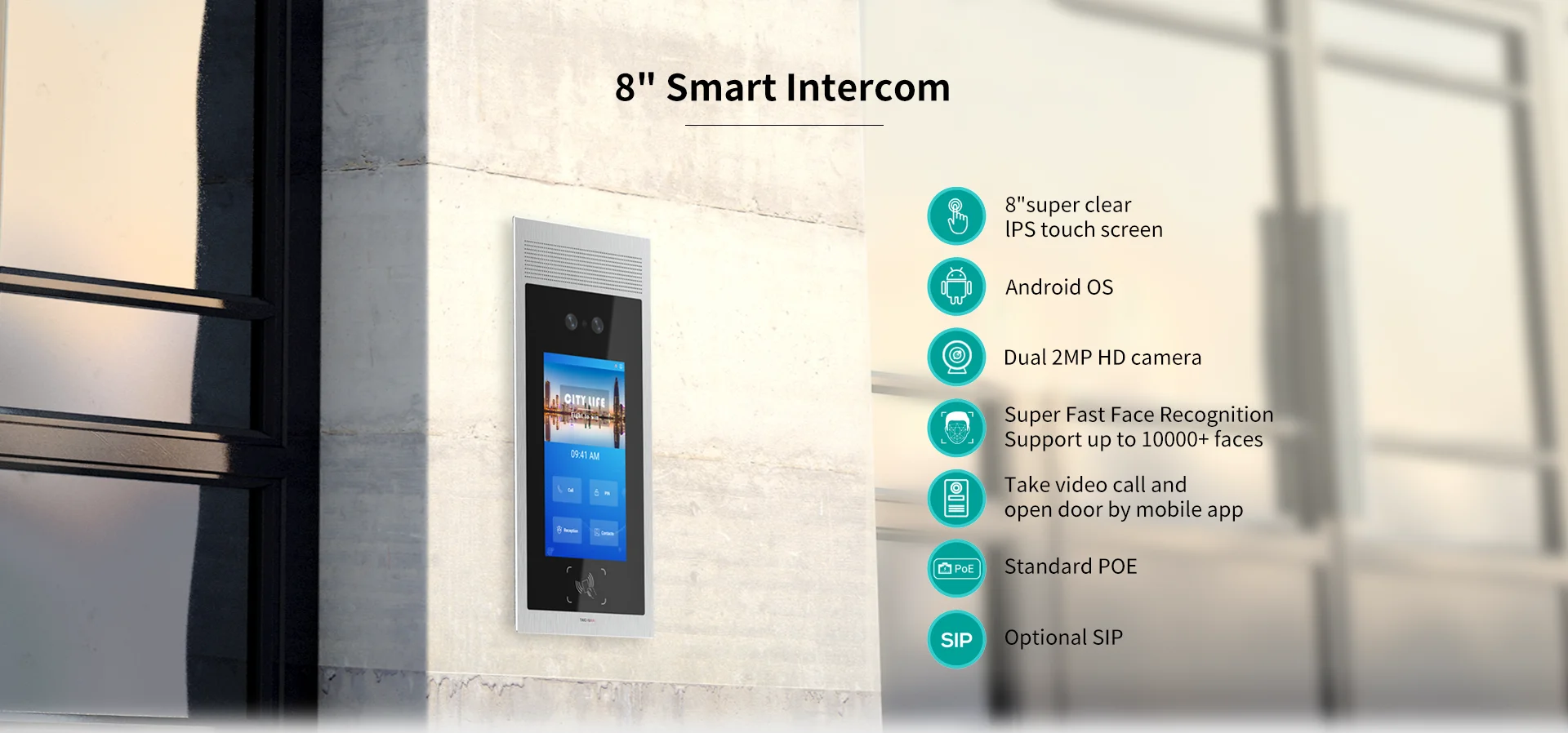 8-Inch Smart Door Phone With 2MP High Resolution Camera, 10000+ Faces Capacity, IC Card And Passwords