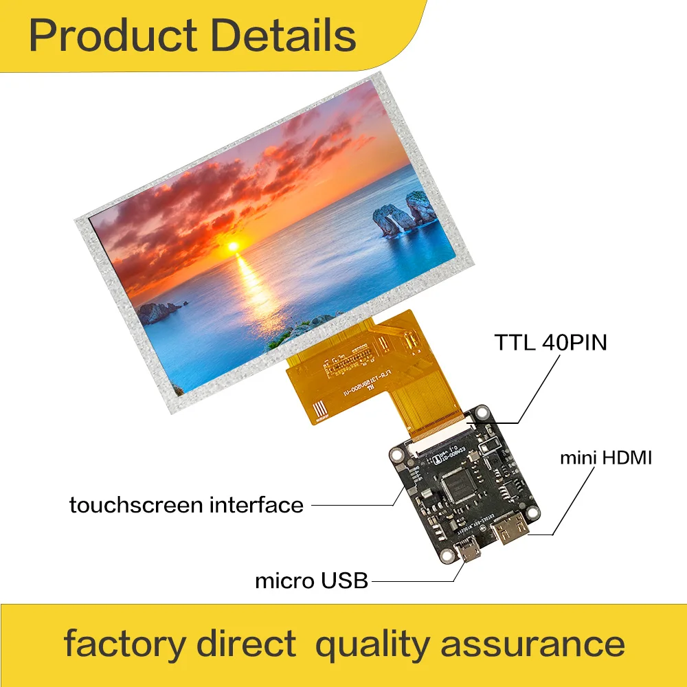 LESOWN 5 inch 800x480 mini Screen Display LCD Module Driver Control Board Small Panel IPS HDMI USB Powered for Raspberry Pi PC