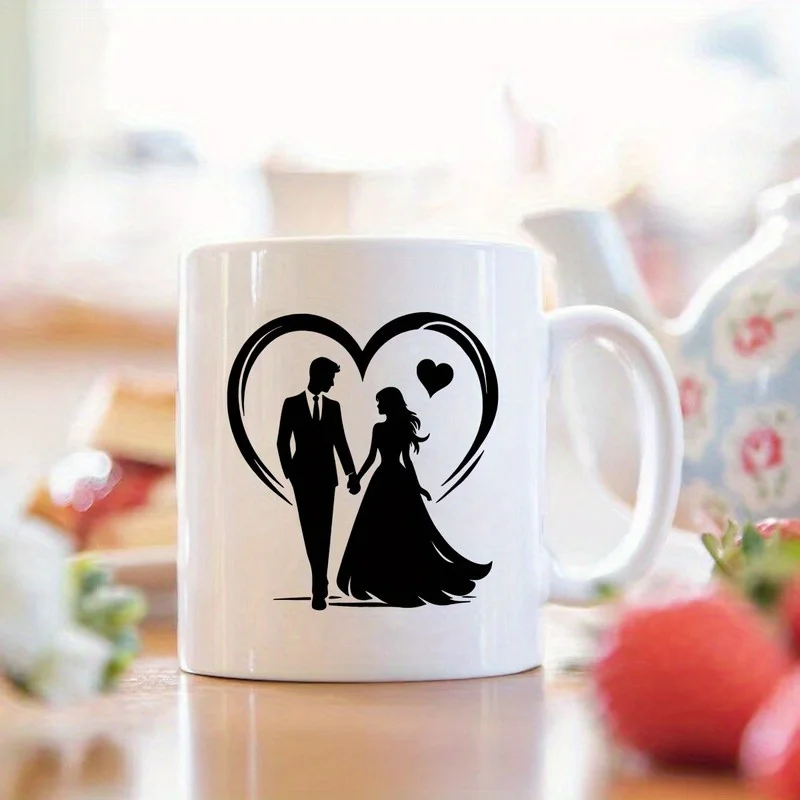 1pc Reusable mug featuring a silhouette of embracing couples - a perfect wedding, Valentine's Day, and anniversary gift.