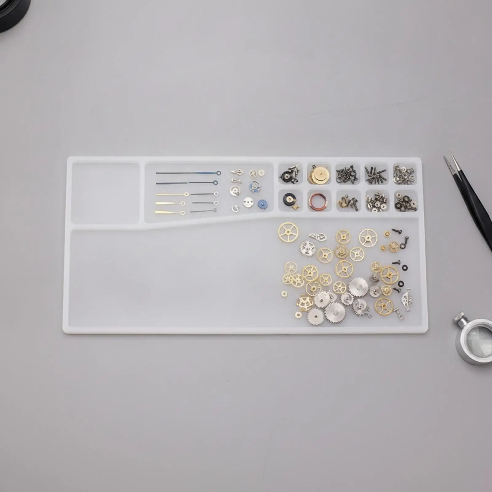 Soft Silicone Tray for Watch Parts Build Kit with Compartment Design for Professional Repair Workspace