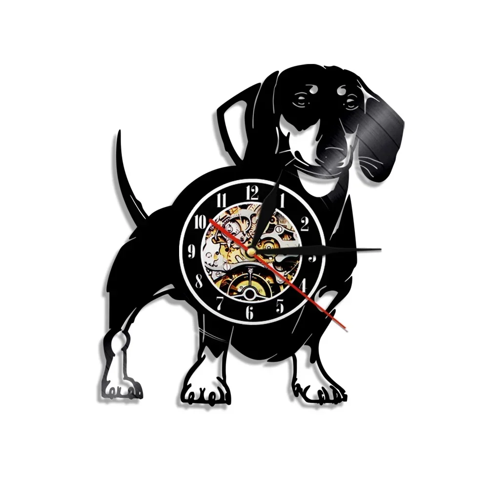 Dachshund Dog Vinyl Wall Clock Dog Puppy Animal Clock Wirehaired Dachshund Pet Shop Wall Watch Home Decor