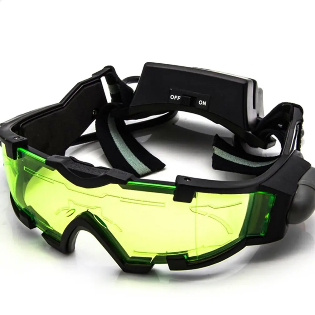 Ajustável LED Night Vision Motocicleta Goggles, Motorbike Racing, Caça Óculos, Óculos com Flip-Out Light, Windproof