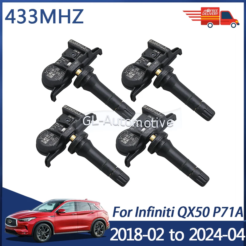4PCS PMV-E101 40700-6LB0A 433MHZ Reifendruck Sensor TPMS Sensor Für Infiniti QX50 2018-2024 40700-62B0A