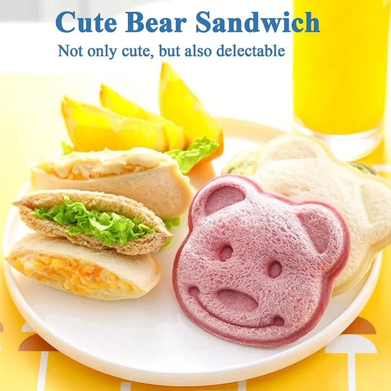 Sandwich Cutter Mini Cartoon Bear Squirrel Sea Dog Bread Knife Sandwich Cutter Sealer for Kids Bento Lunch Baking Mold