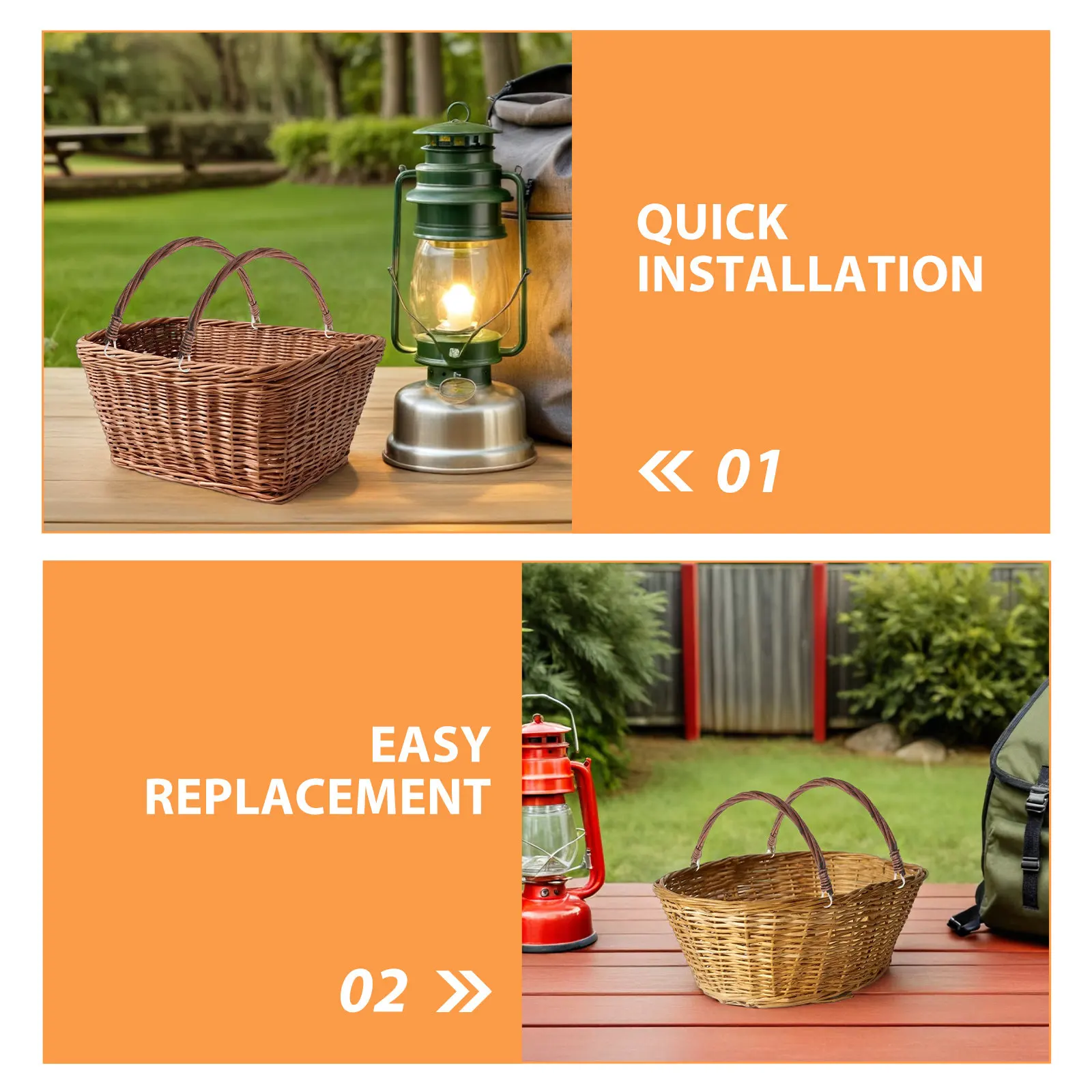 4Pcs Rattan Picnic Basket Handle Replacement Wicker Basket Grip Accessories Premium Handwoven Durability Quick Fit Secure view 3