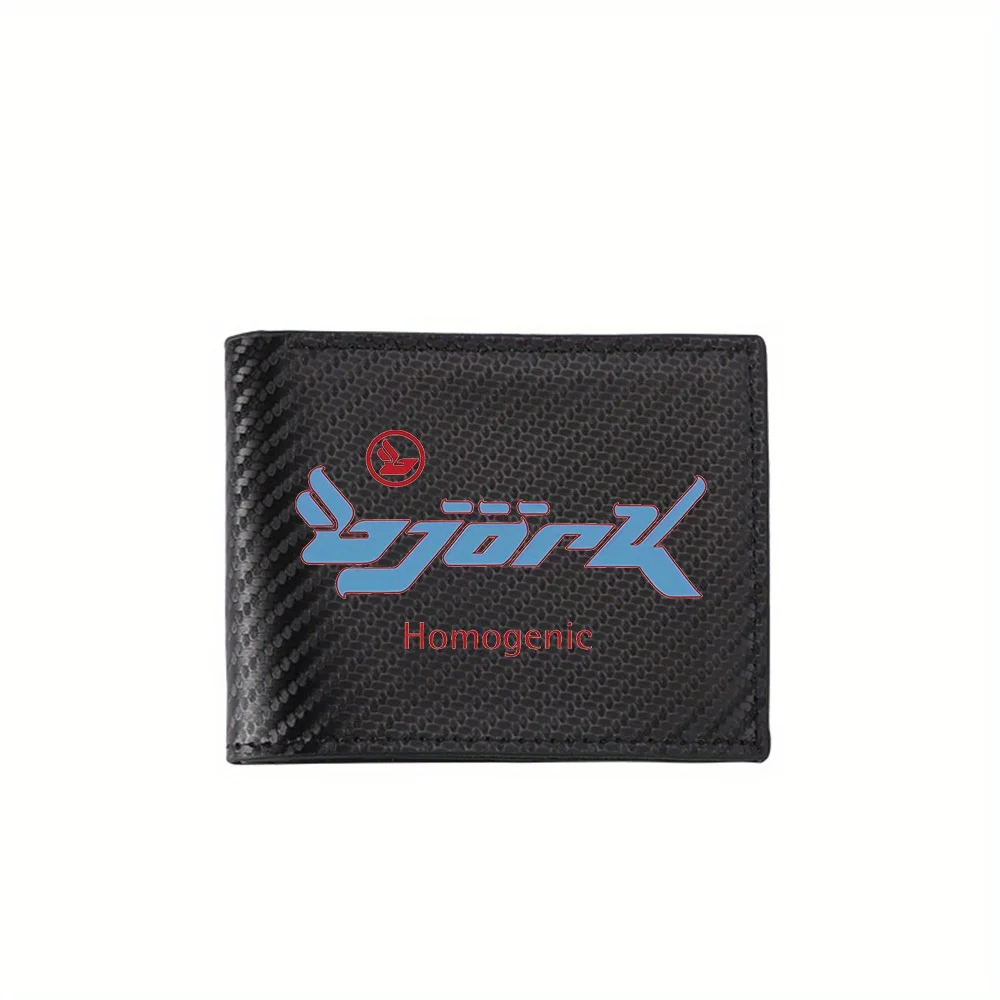 Bjork blue letters logo red circle title Men's Wallets Simple Business Modern Stylish Printing Design Gifts For Father Boyfriend