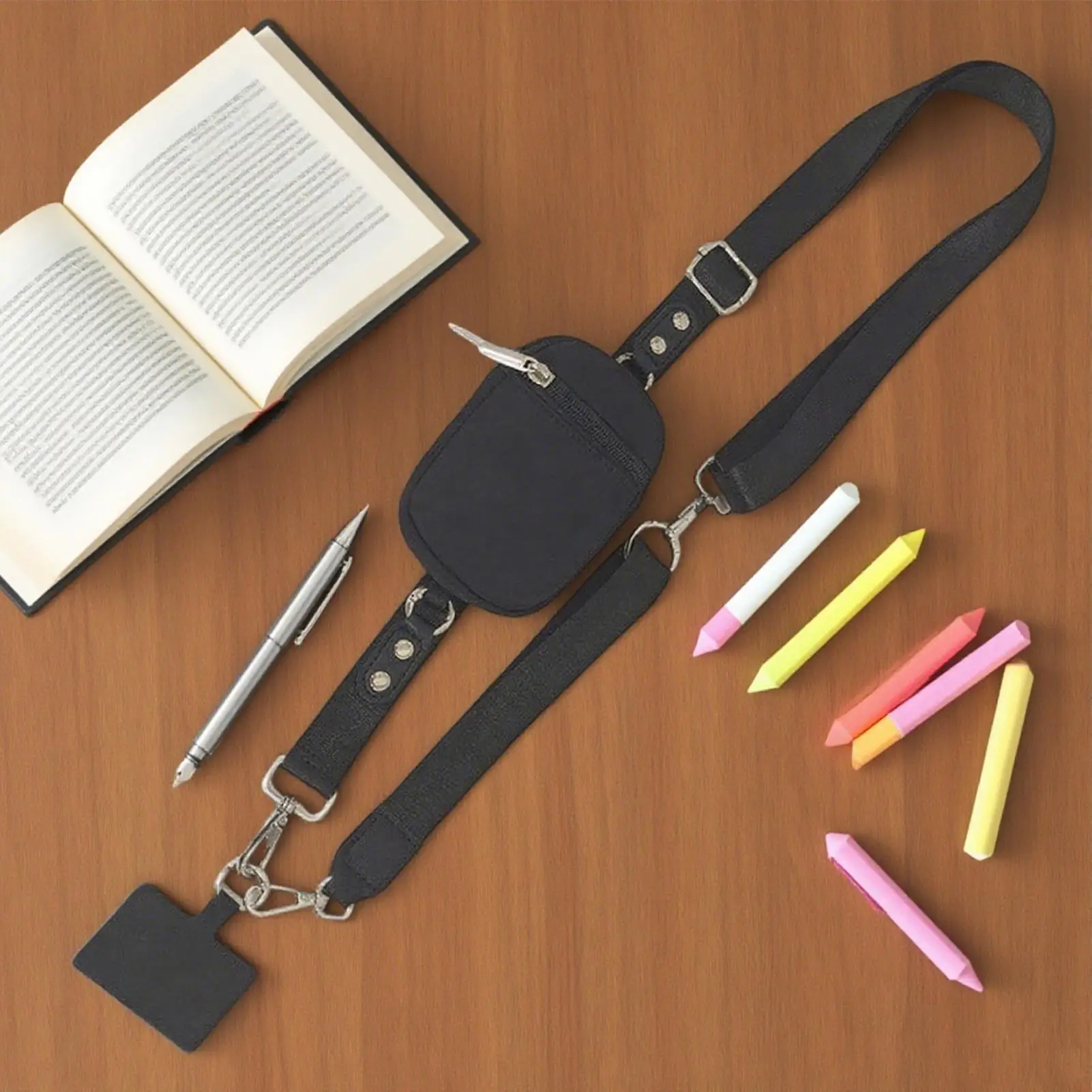 حبل الهاتف مع حقيبة المحفظة، حزام الهاتف الخليوي مع حقيبة بسحاب، سلسلة أمان للرقبة قابلة للتعديل مع علامة تبويب للمناسبات المدرسية