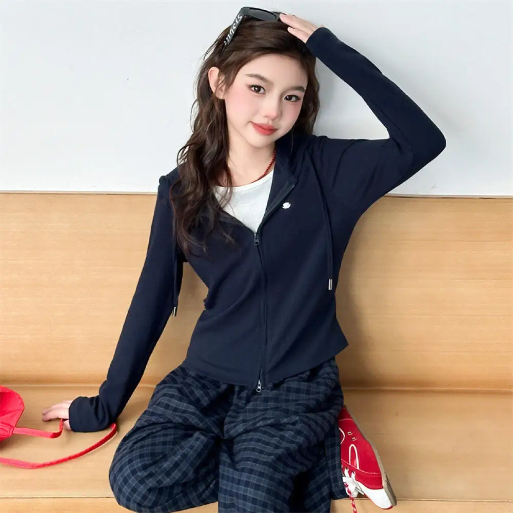 

Kawaii Girl Hooded Sports Shirt Tops Pants Set Student Autumn Casual Sweatshirt Wide Leg Pants 2-Piece Set Children's Clothing