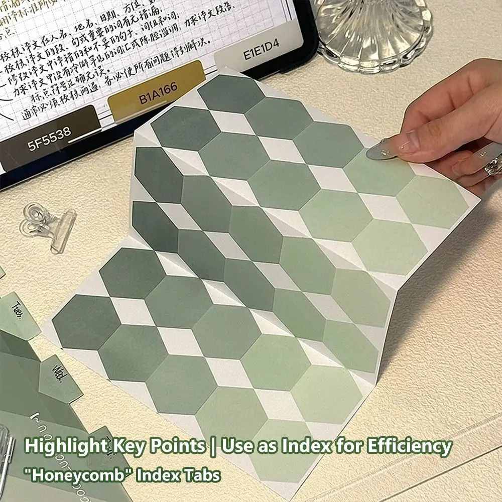 96pcs Honeycomb Index Tabs Gradient Color Double-Sided Writable Arrow Sticky Notes Foldable Double-sided Writable Tabs