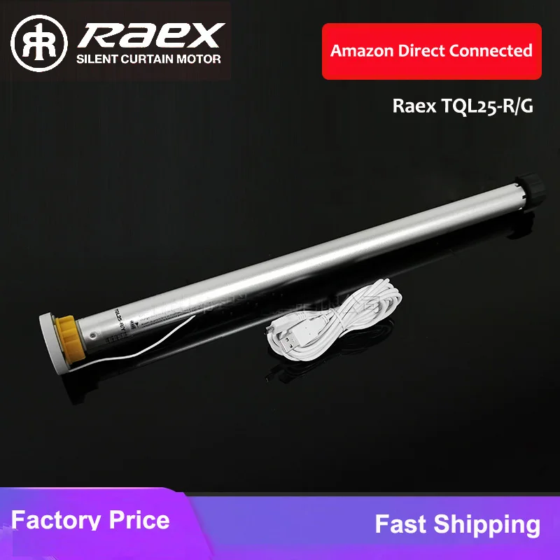 

2026 Raex TQL25R/G Amazon Direct Tubular Motor, Built In 2200mAh Lithium Battery 433.92MHz Frequency For Electric Roller Blind