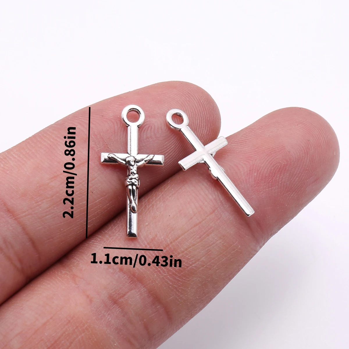 40-teiliges Set Jesus-Kreuz-Anhänger zum Selbermachen, mit Porträt-Relief-Kreuz-Design, geeignet für DIY-Armbänder, Halsketten, Ohrringe und hängende Ornamente, handgefertigte Perlen-Dekorationszubehörteile – Detail 3