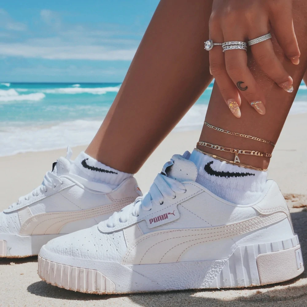 Simple Shining Cubic Gold Color Ankle Bracelet Set For Women Butterfly Key Lock Charm Anklet Chain On Leg Boho Jewelry Gift