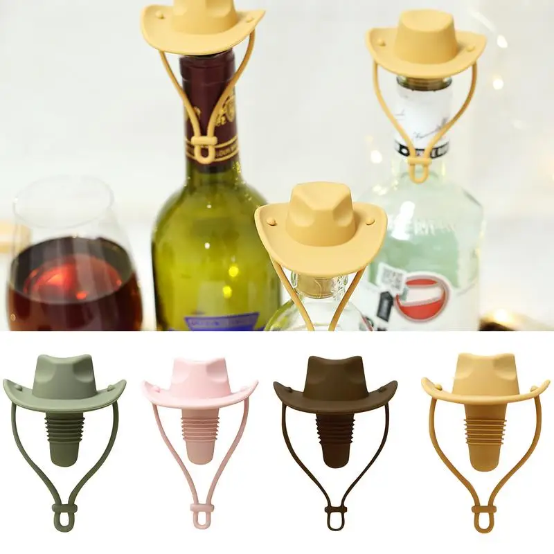 Creative Cowboy Hat Wine Stopper Champagne Bottle Silicone Wine Cork Funny Cowboy Hat Bar Home Wedding Decorative Wine Stopper