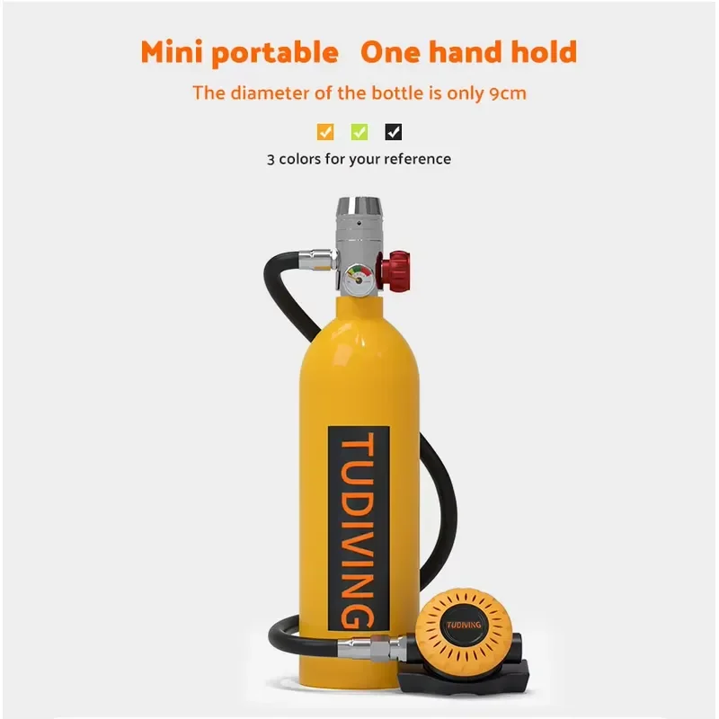 TUDIVING Customizable Professional Factory Direct CE 1L 15-25Min Snorkeling Swimming Snorkeling Air Tank Set Scuba Diving Kit