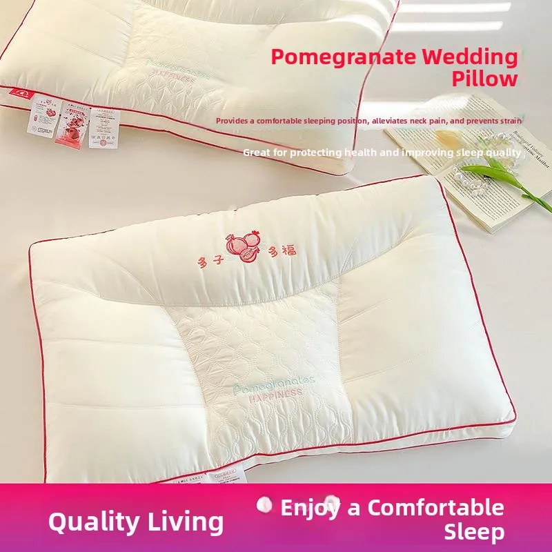 

Wedding Pillow Core Multi-Seed Blessing Marriage Accompaniment Gift Pillow Home New Red Pomegranate Hard Support TPE Filled