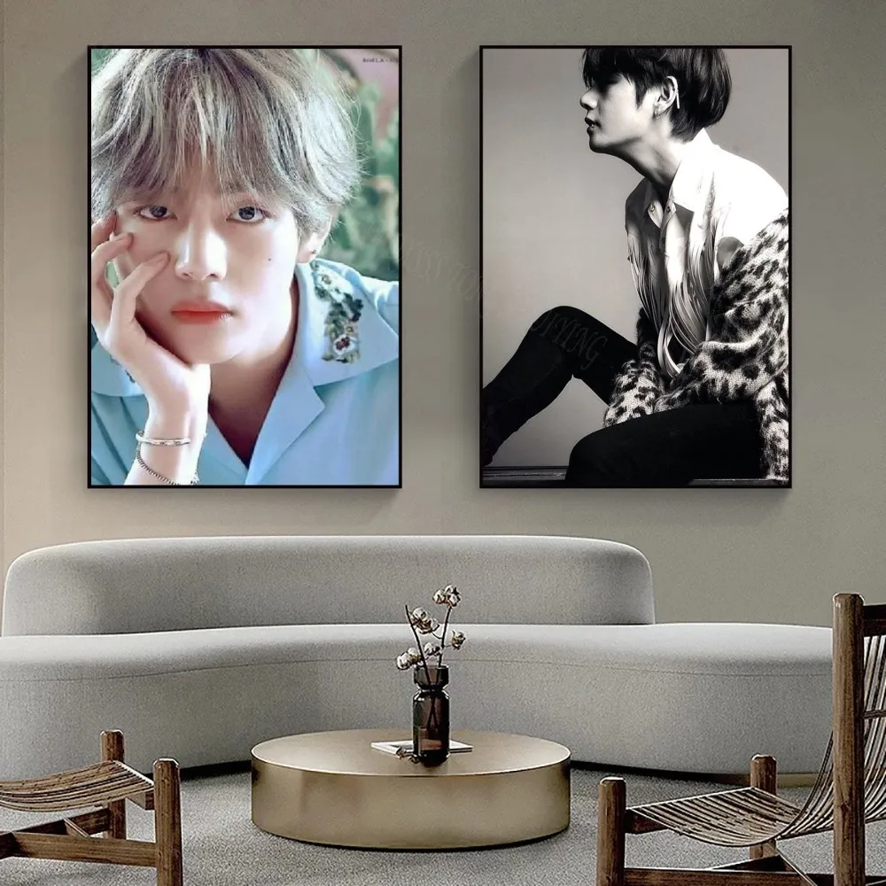ملصق فني ذاتي اللصق لمغني K-Kpop ، Kim T-Tae ، طبقة H-Hyung V ، ملصق ورقي مقاوم للماء ، قهوة ، منزل ، بار ، غرفة ، ديكور حائط ، 1 واي